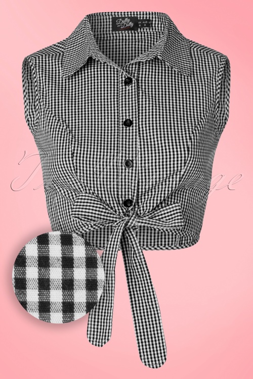 Dolly and Dotty - 50s Clementine Gingham Top in Black and White 2