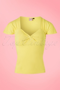 Banned Retro - 50s She Who Dares Top in Light Yellow 2