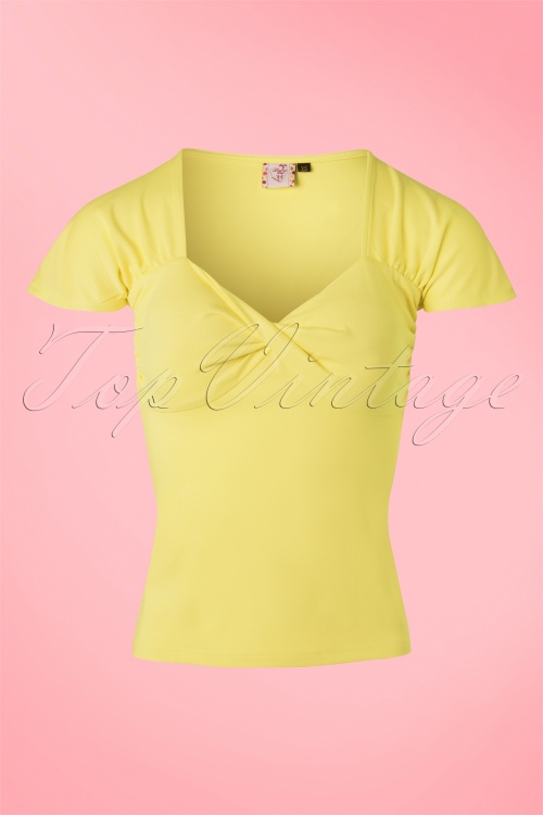 Banned Retro - 50s She Who Dares Top in Light Yellow 2