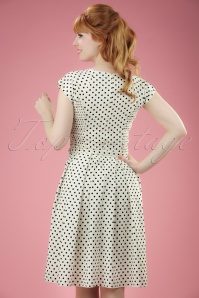 Fever - 50s Mary Dots Prom Dress in Ivory and Black 5