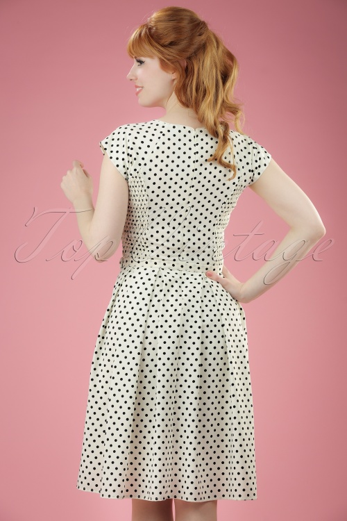 Fever - 50s Mary Dots Prom Dress in Ivory and Black 5