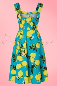 Hearts & Roses - 50s Nancy Lemon Swing Dress in Aqua Blue 7