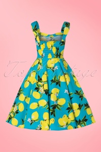 Hearts & Roses - 50s Nancy Lemon Swing Dress in Aqua Blue 9