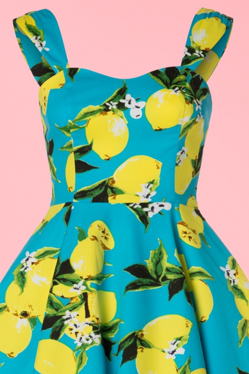 Hearts & Roses - 50s Nancy Lemon Swing Dress in Aqua Blue 5