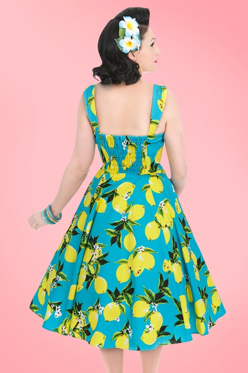 Hearts & Roses - Nancy Lemon Swing-Kleid in Aquablau 8