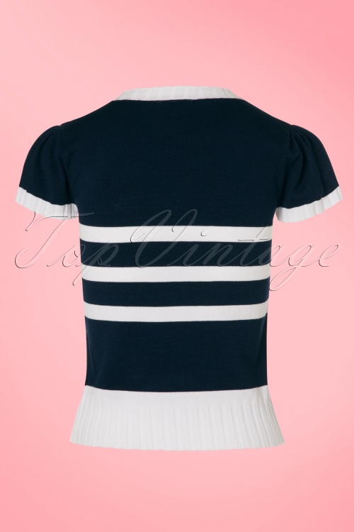 Vixen - Parker Sailor Sweater Années 50 en Bleu Marine et Blanc 2