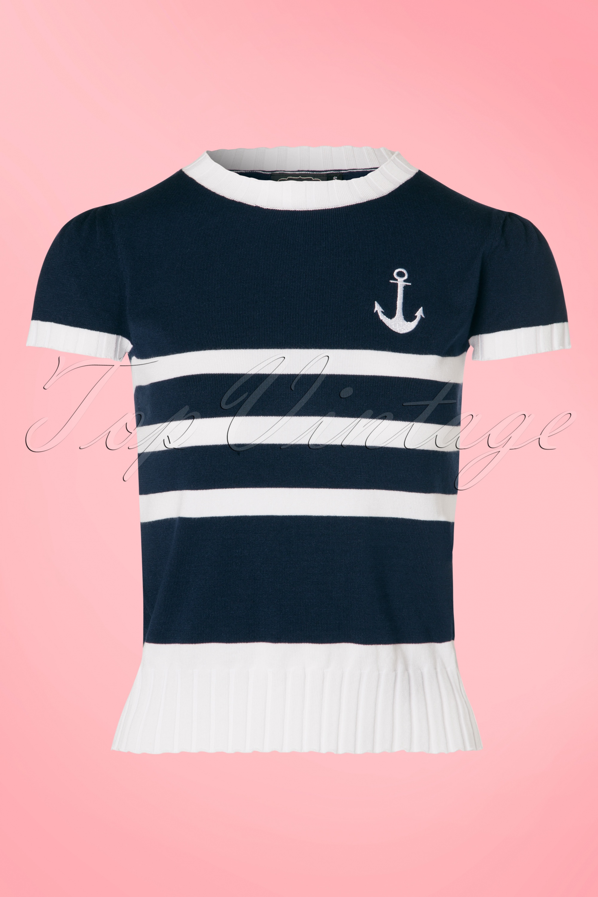 Vixen - Parker Sailor trui in marineblauw en wit