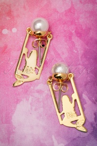 N2 - 50s Little Mermaid On Her Swing And Pearl Earrings Gold Plated 4
