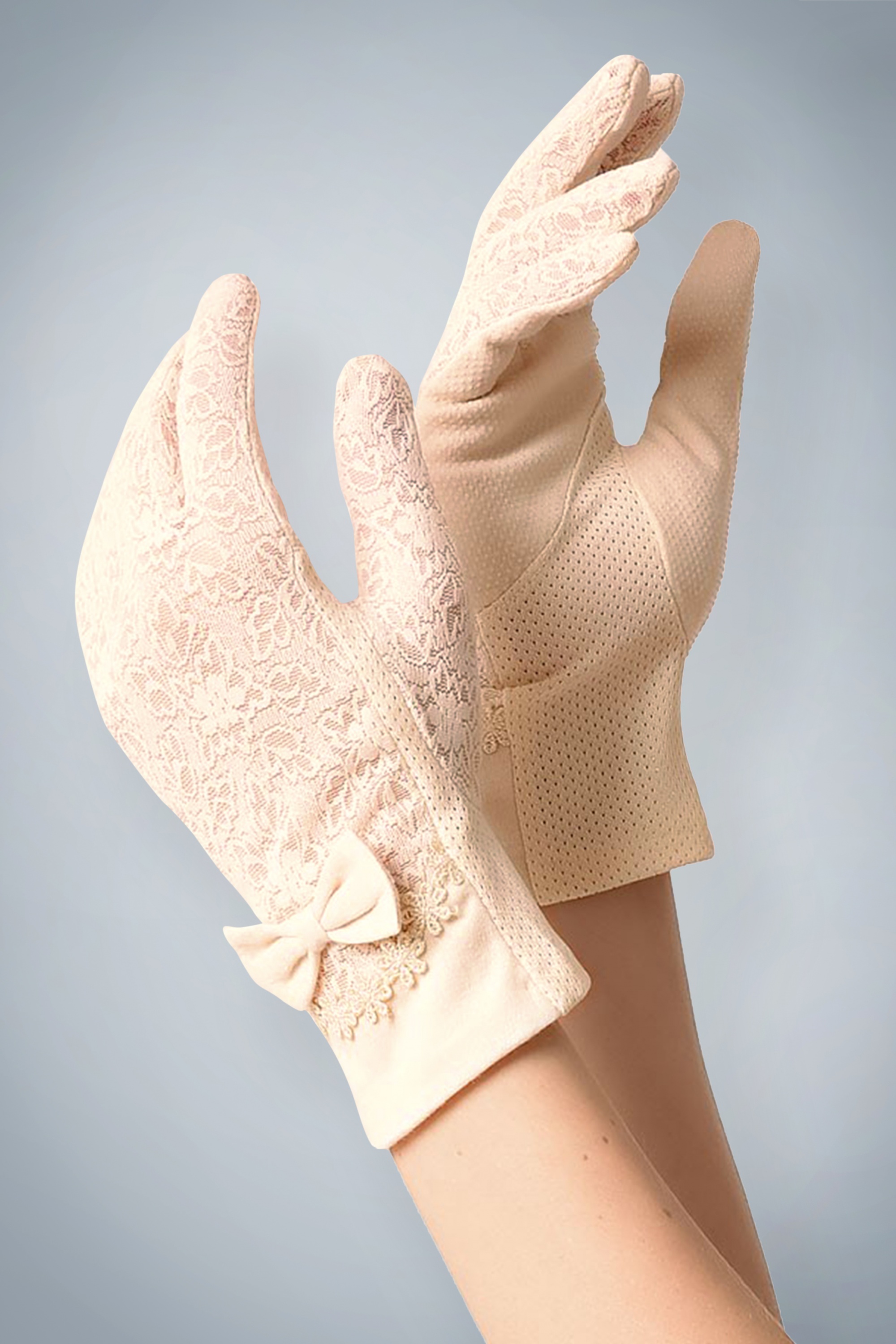 Unique Vintage - Ruth kanten handschoenen in crème