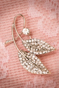 Collectif Clothing - 40s Lily Diamond Leaves Brooch in Silver