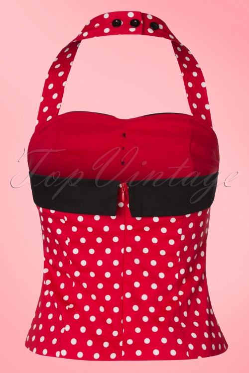 Dolly and Dotty - Exclusief TopVintage ~ Rudy Polkadot haltertop in rood 5