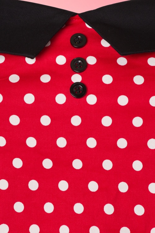 Dolly and Dotty - Exclusief TopVintage ~ Rudy Polkadot haltertop in rood 3