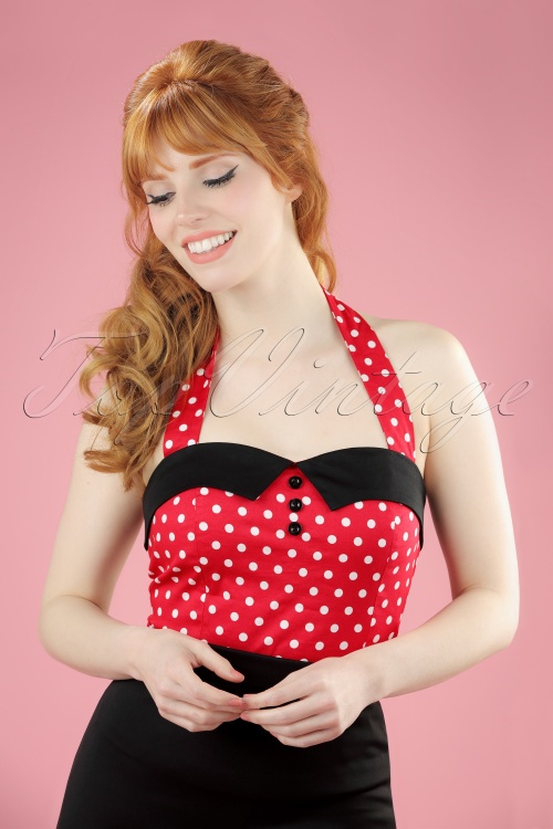 Dolly and Dotty - TopVintage exklusiv ~ Rudy Polkadot Neckholder Top in Rot
