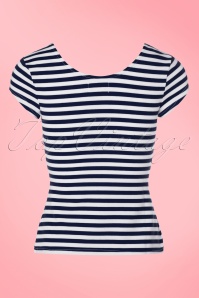 Unique Vintage - 50s Marty Knit Stripes Top in Navy and White 6