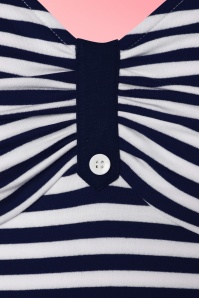 Unique Vintage - Haut Années 50 Marty Knit Stripes Top en Bleu Marine et Blanc 3