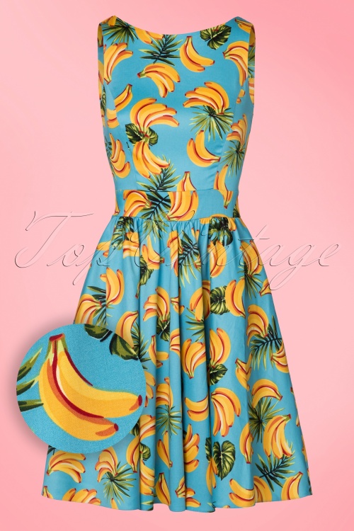 Lady V by Lady Vintage - 50s Tea Banana Swing Dress in Aqua Blue 3