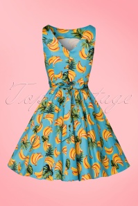 Lady V by Lady Vintage - Tea Banana Swing-Kleid in Aqua Blue 7