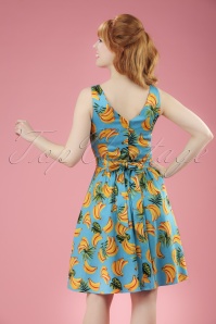 Lady V by Lady Vintage - 50s Tea Banana Swing Dress in Aqua Blue 2
