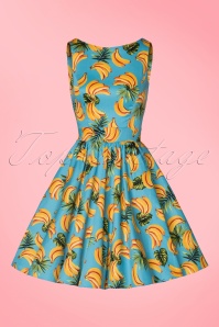 Lady V by Lady Vintage - 50s Tea Banana Swing Dress in Aqua Blue 4