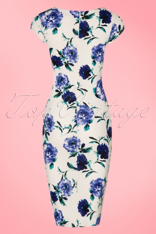 Vintage Chic for Topvintage - 50s Marcia Floral Pencil Dress in Ivory 5