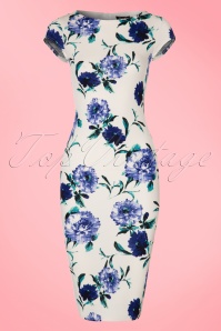 Vintage Chic for Topvintage - 50s Marcia Floral Pencil Dress in Ivory 2