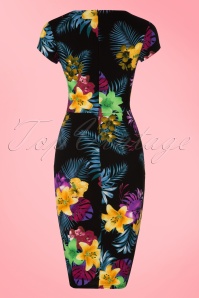 Vintage Chic for Topvintage - 50s Madeline Floral Pencil Dress in Black 5
