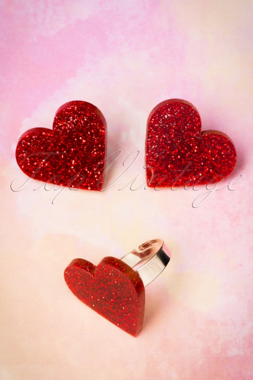 FromNicLove - Love Me Tender-ring in rode glitter 4