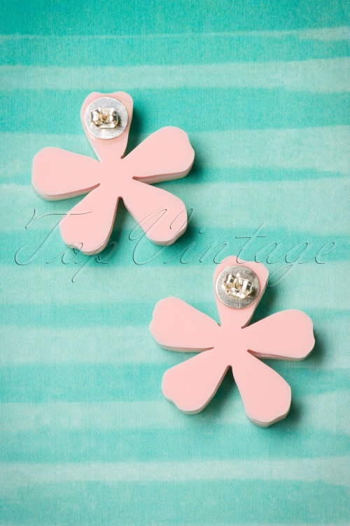 FromNicLove - 60s Cherry Blossom Earrings in Light Pink 2