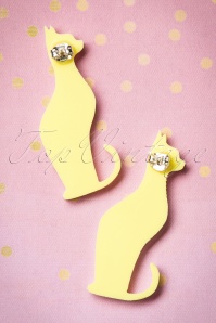 FromNicLove - Egyptian Mau Cat Earrings Années 60 en Jaune Pastel 3