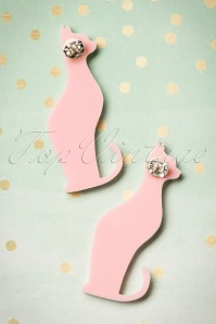 FromNicLove - 60s Egyptian Mau Cat Earrings in Pastel Pink 3