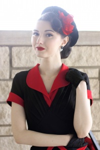 Miss Candyfloss - Exclusief TopVintage ~ Sabine Katalin Pencil Dress in zwart en rood 3