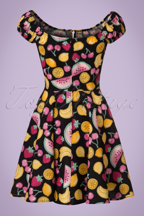Bunny - Shirley Tutti Frutti Mini Dress Années 50 en Noir 5