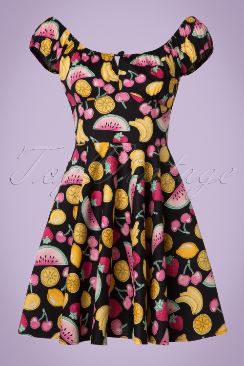 Bunny - Shirley Tutti Frutti Mini Dress Années 50 en Noir 2