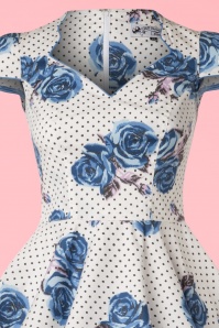 Bunny - 50s Lori Roses Swing Dress in Blue and White 6
