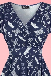 Lady Voluptuous by Lady Vintage - Lyra Nautical Seahorse Dress Années 50 en Bleu Marine 4