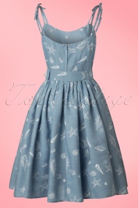 Collectif Clothing - Jade Seashell Swing-Kleid in Jeansblau 7