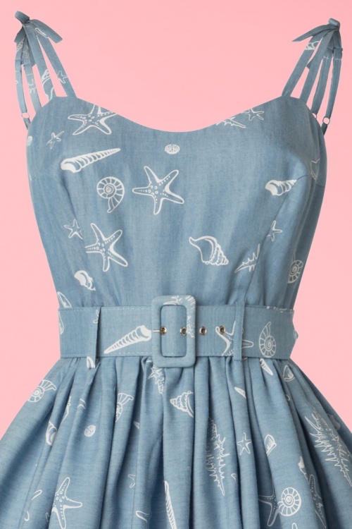 Collectif Clothing - Jade Seashell Swing-Kleid in Jeansblau 4