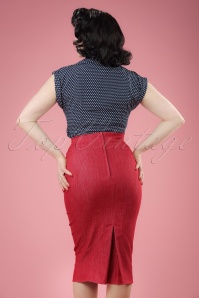 Miss Candyfloss - 50s Nicky Lee Denim Pencil Skirt in Red 4