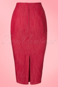 Miss Candyfloss - 50s Nicky Lee Denim Pencil Skirt in Red 5