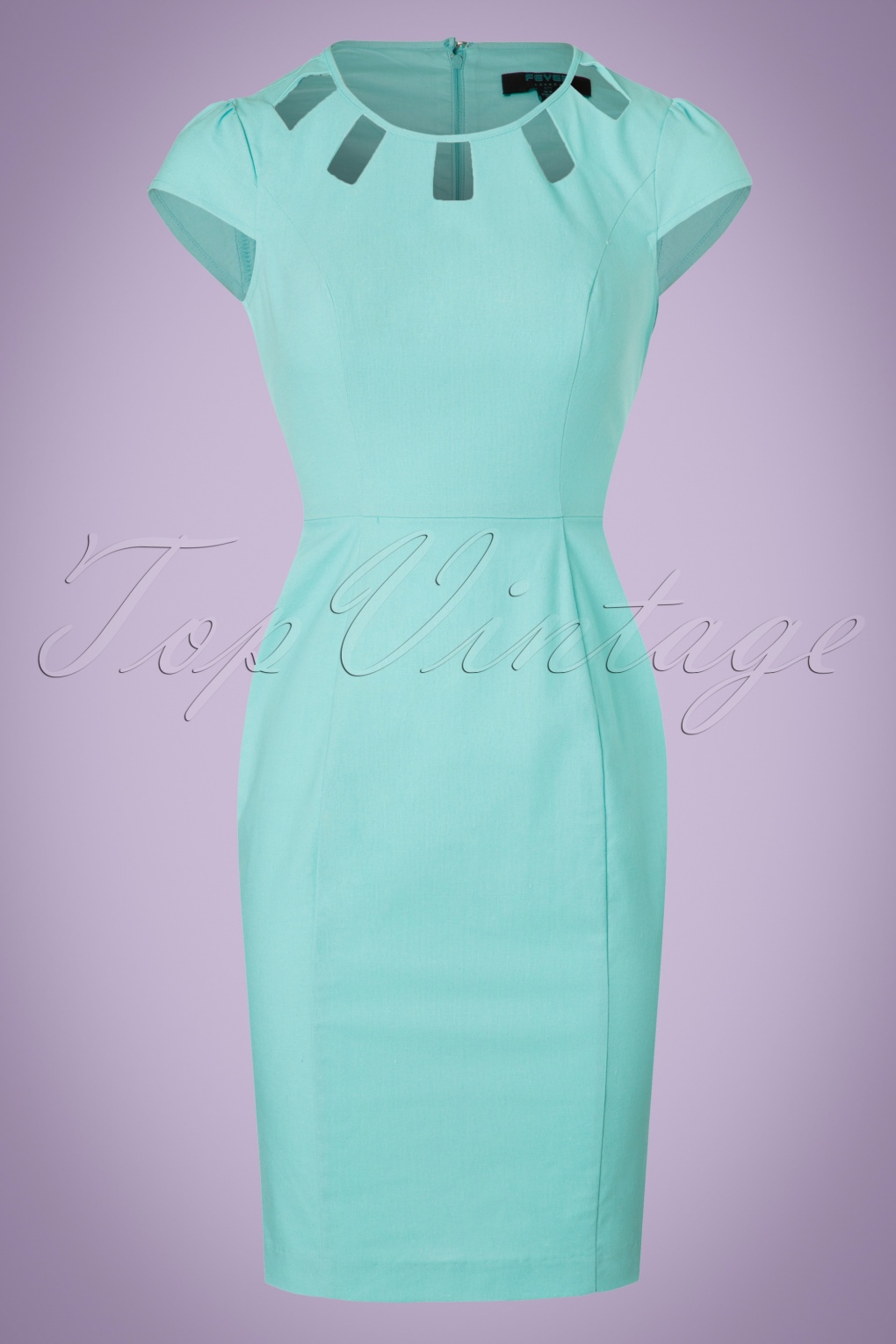 60s Kitty Pencil Dress in Light Aqua