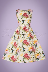Lady V by Lady Vintage - Hepburn Kolibri-Swing-Kleid in Elfenbein 3