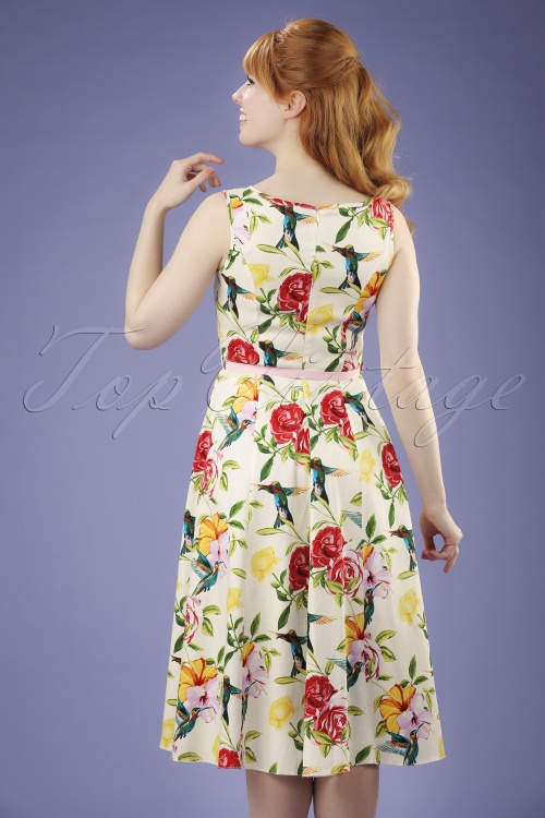 Lady V by Lady Vintage - Hepburn Kolibri-Swing-Kleid in Elfenbein 6