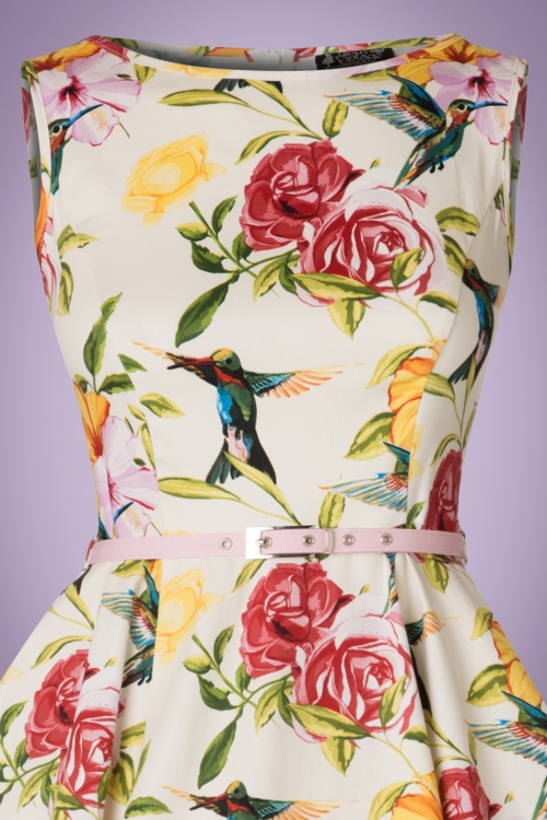 Lady V by Lady Vintage - Hepburn Kolibri-Swing-Kleid in Elfenbein 4
