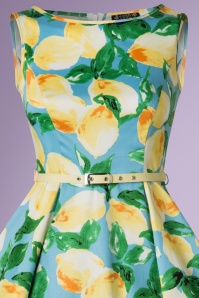 Lady V by Lady Vintage - 50s Hepburn Lemon Swing Dress in Light Blue 4