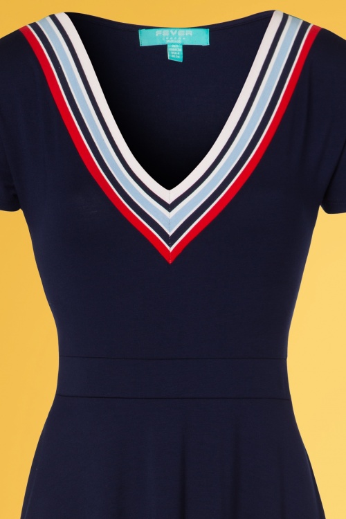 Fever - 60s Toulon Dress in Navy 3