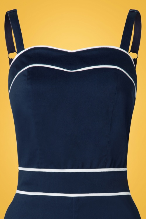Steady Clothing - Combinaison Années 50 Summer Breeze en Bleu Marine 3