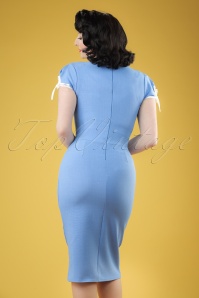 Vintage Chic for Topvintage - Robe Années 50 Geneva Pencil Dress en Bleu Lavande 5