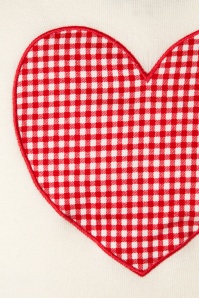 Collectif Clothing - 50s Jessie Gingham Heart Cardigan in Ivory and Red 3