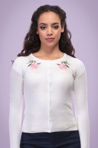 Collectif Clothing - Jo Vintage Rose vest in ivoor 2