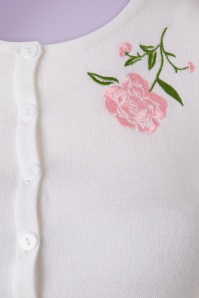 Collectif Clothing - 50s Jo Vintage Rose Cardigan in Ivory 3